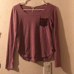 Pink/purple long sleeve with a tribal print pocket
